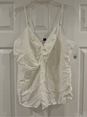 Old Navy White Twist-Front Spaghetti Strap Tank
